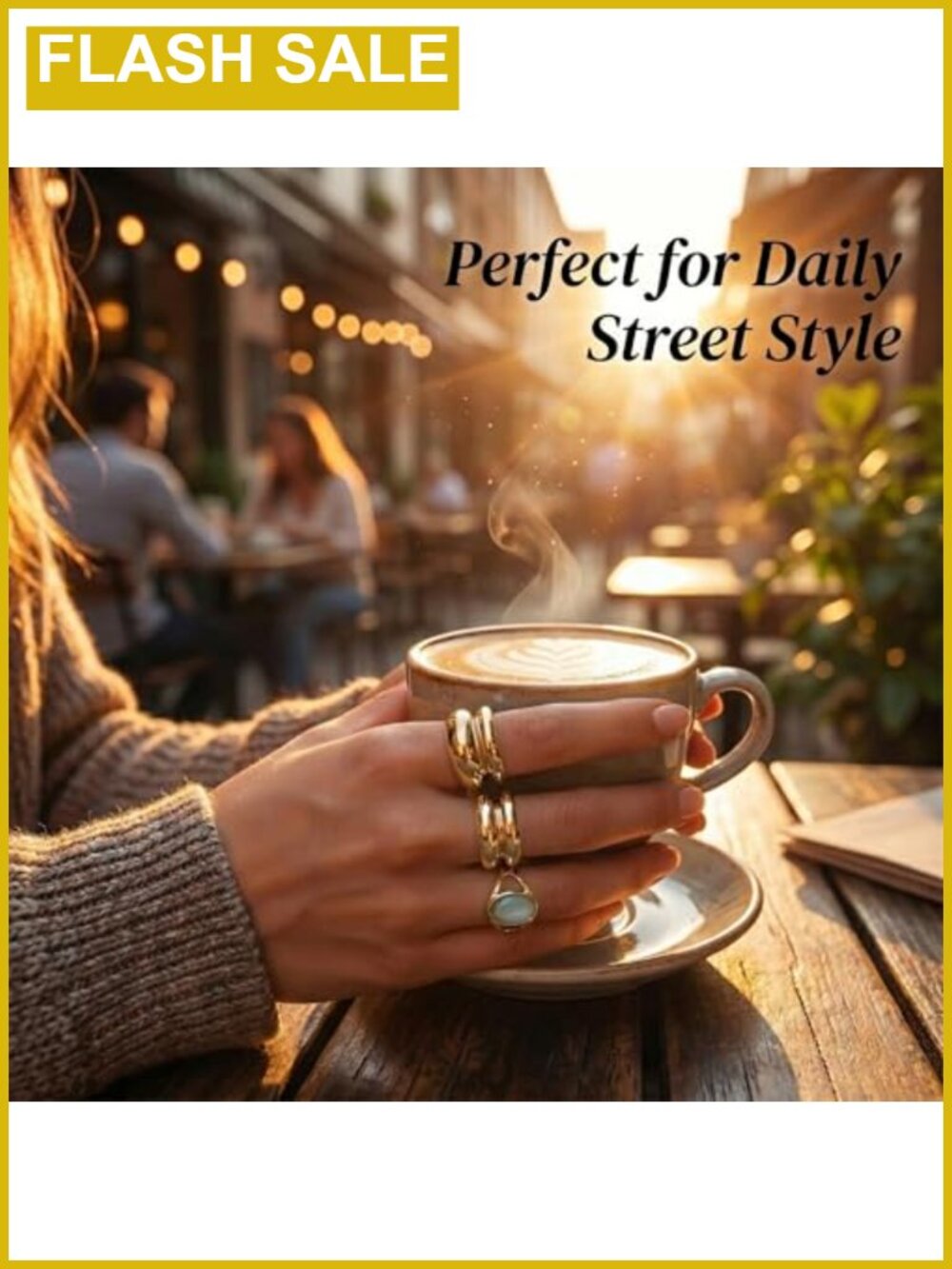 7pc Adjustable Stackable Rings Set Chunky Statement Women's Jewelry - Picture 5 of 6